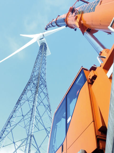 Kran und Windmühle